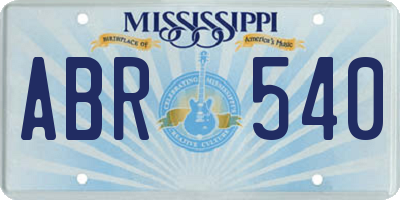 MS license plate ABR540