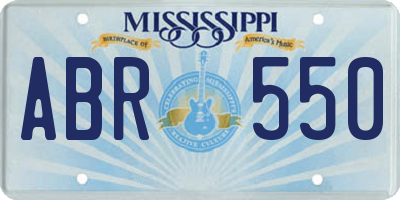 MS license plate ABR550