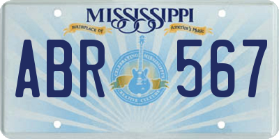 MS license plate ABR567