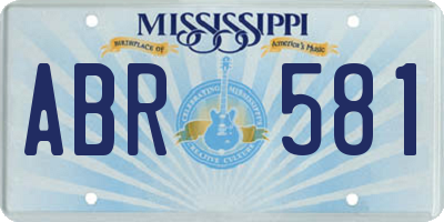 MS license plate ABR581