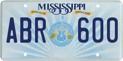 MS license plate ABR600