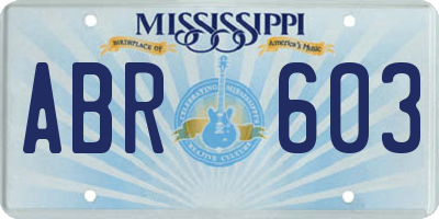 MS license plate ABR603