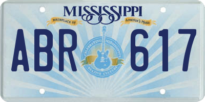 MS license plate ABR617