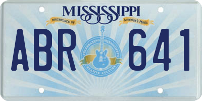 MS license plate ABR641