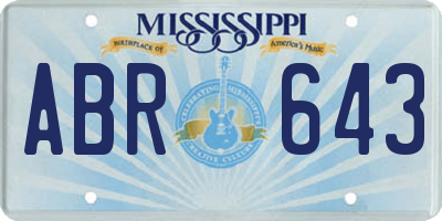 MS license plate ABR643