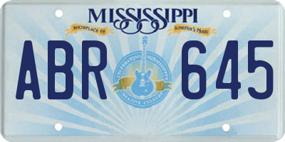 MS license plate ABR645