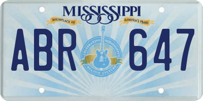 MS license plate ABR647