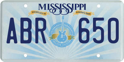 MS license plate ABR650