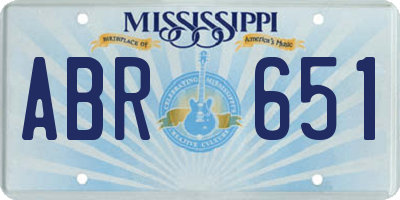 MS license plate ABR651