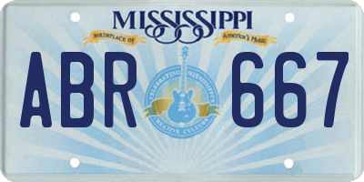 MS license plate ABR667