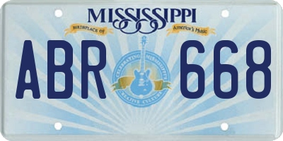 MS license plate ABR668