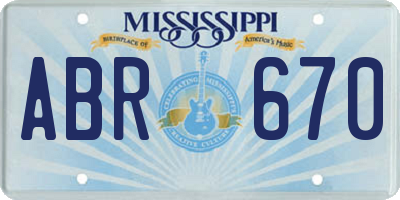 MS license plate ABR670