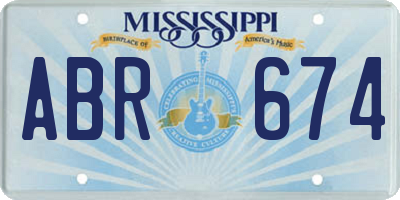 MS license plate ABR674