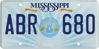 MS license plate ABR680