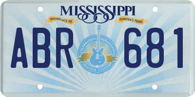 MS license plate ABR681