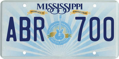 MS license plate ABR700