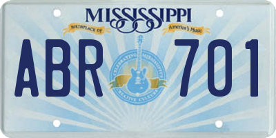 MS license plate ABR701