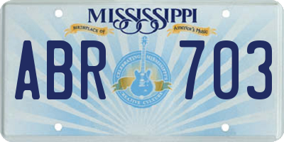 MS license plate ABR703