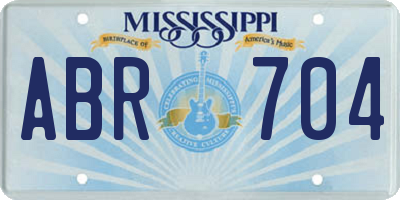 MS license plate ABR704