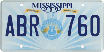 MS license plate ABR760