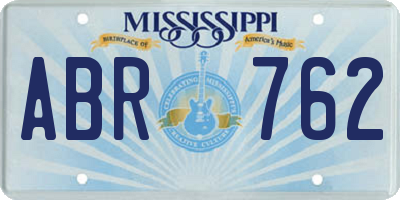 MS license plate ABR762