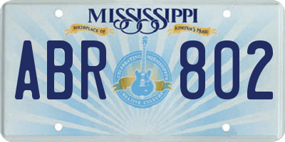 MS license plate ABR802