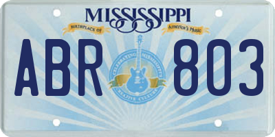 MS license plate ABR803