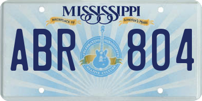 MS license plate ABR804