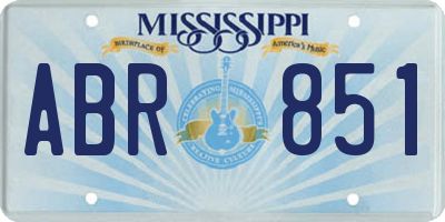 MS license plate ABR851