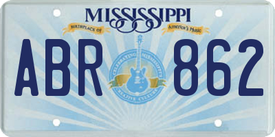 MS license plate ABR862