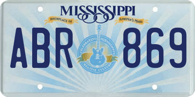 MS license plate ABR869