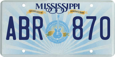 MS license plate ABR870