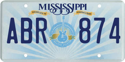 MS license plate ABR874