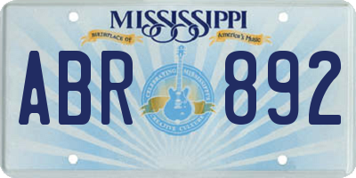 MS license plate ABR892