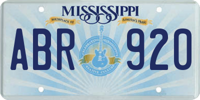 MS license plate ABR920