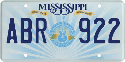 MS license plate ABR922