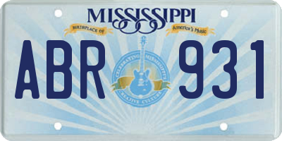 MS license plate ABR931