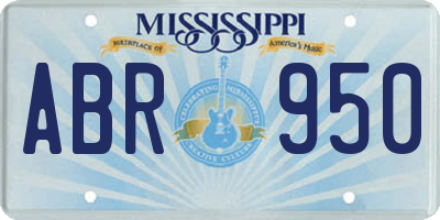 MS license plate ABR950