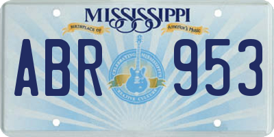 MS license plate ABR953