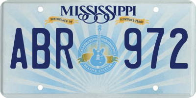 MS license plate ABR972