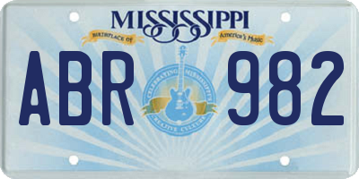 MS license plate ABR982