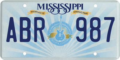 MS license plate ABR987