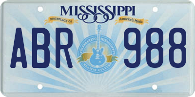 MS license plate ABR988