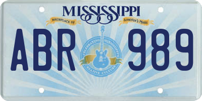 MS license plate ABR989