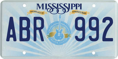 MS license plate ABR992