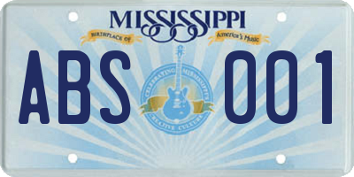 MS license plate ABS001