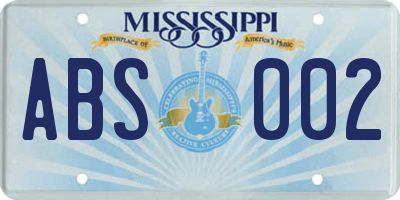 MS license plate ABS002