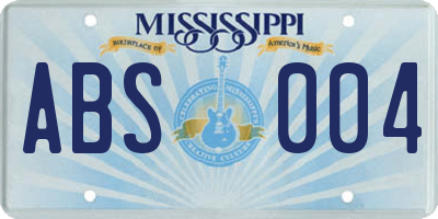 MS license plate ABS004