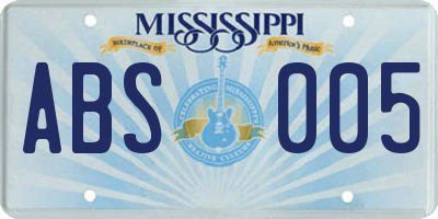 MS license plate ABS005