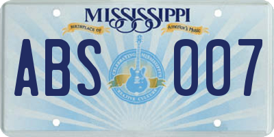 MS license plate ABS007